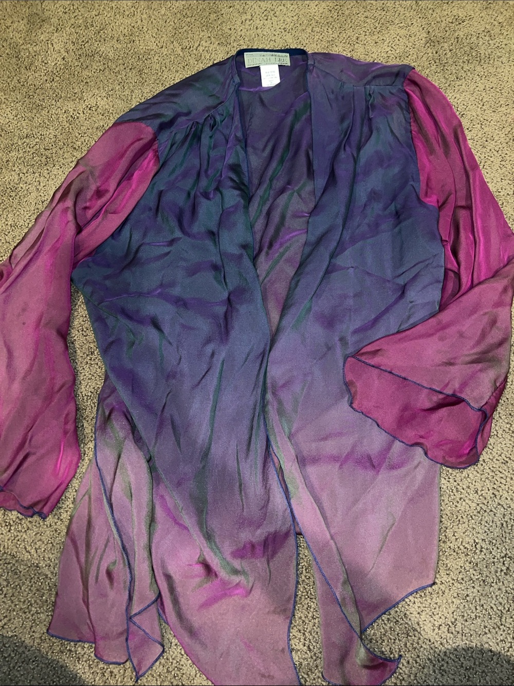 Dinah Lee Cardigan Womens  Purple Artsy Whimsical Sheer Coquette